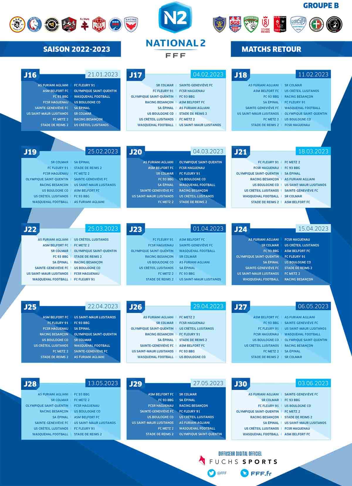 National 2. Le Calendrier Du Groupe B Pour La Saison 2022-2023